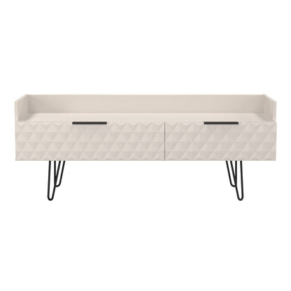 Harlequin TV Unit Off-White 2 Drawers 128cm