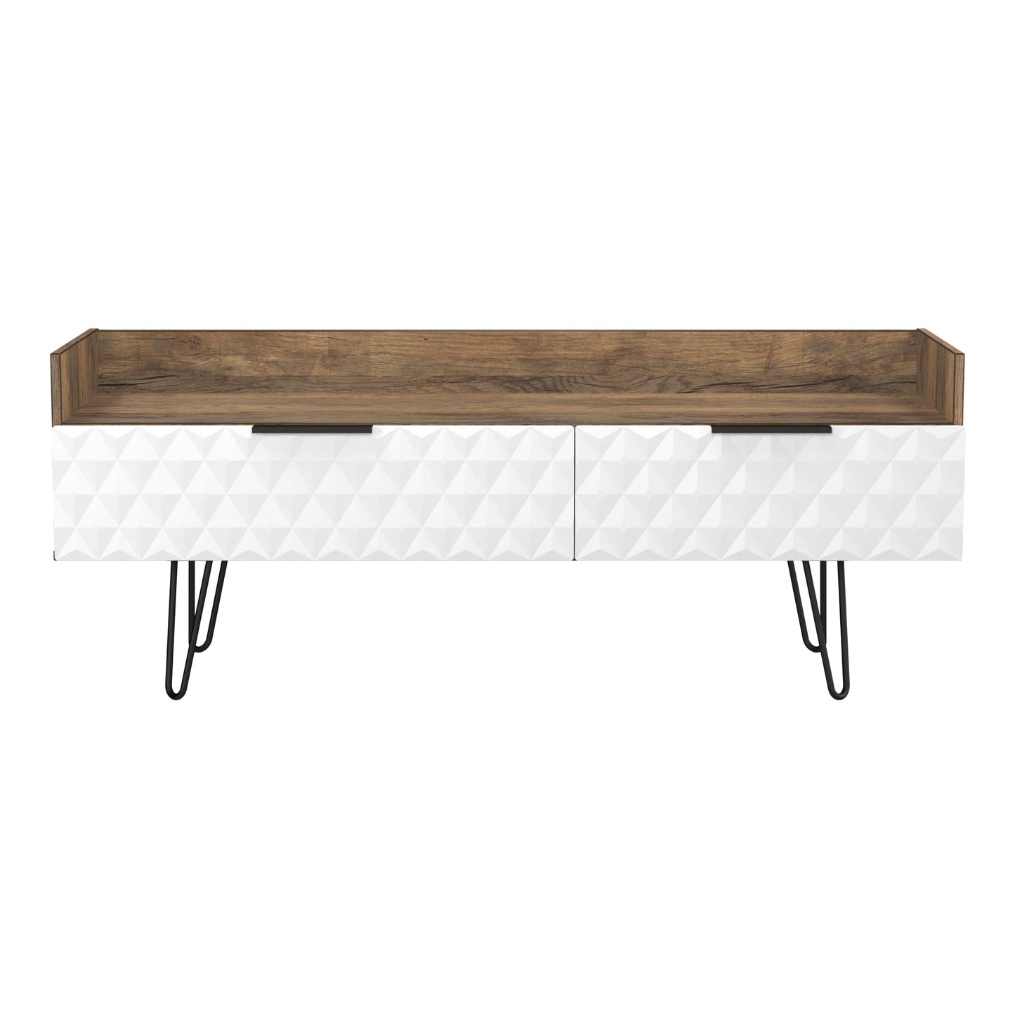 Harlequin TV Unit White & Oak 2 Drawers 128cm