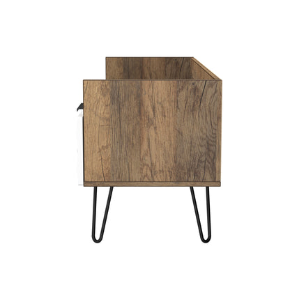 Harlequin TV Unit White & Oak 2 Drawers 128cm