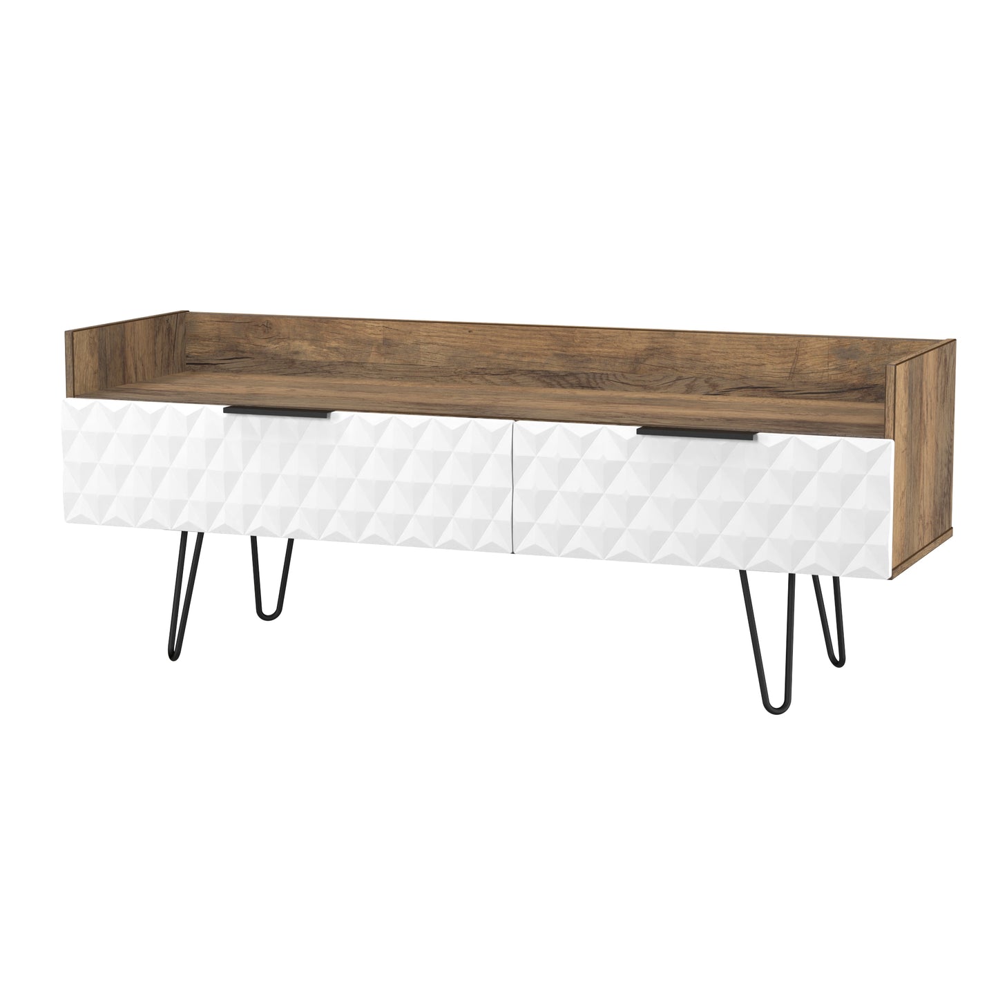 Harlequin TV Unit White & Oak 2 Drawers 128cm