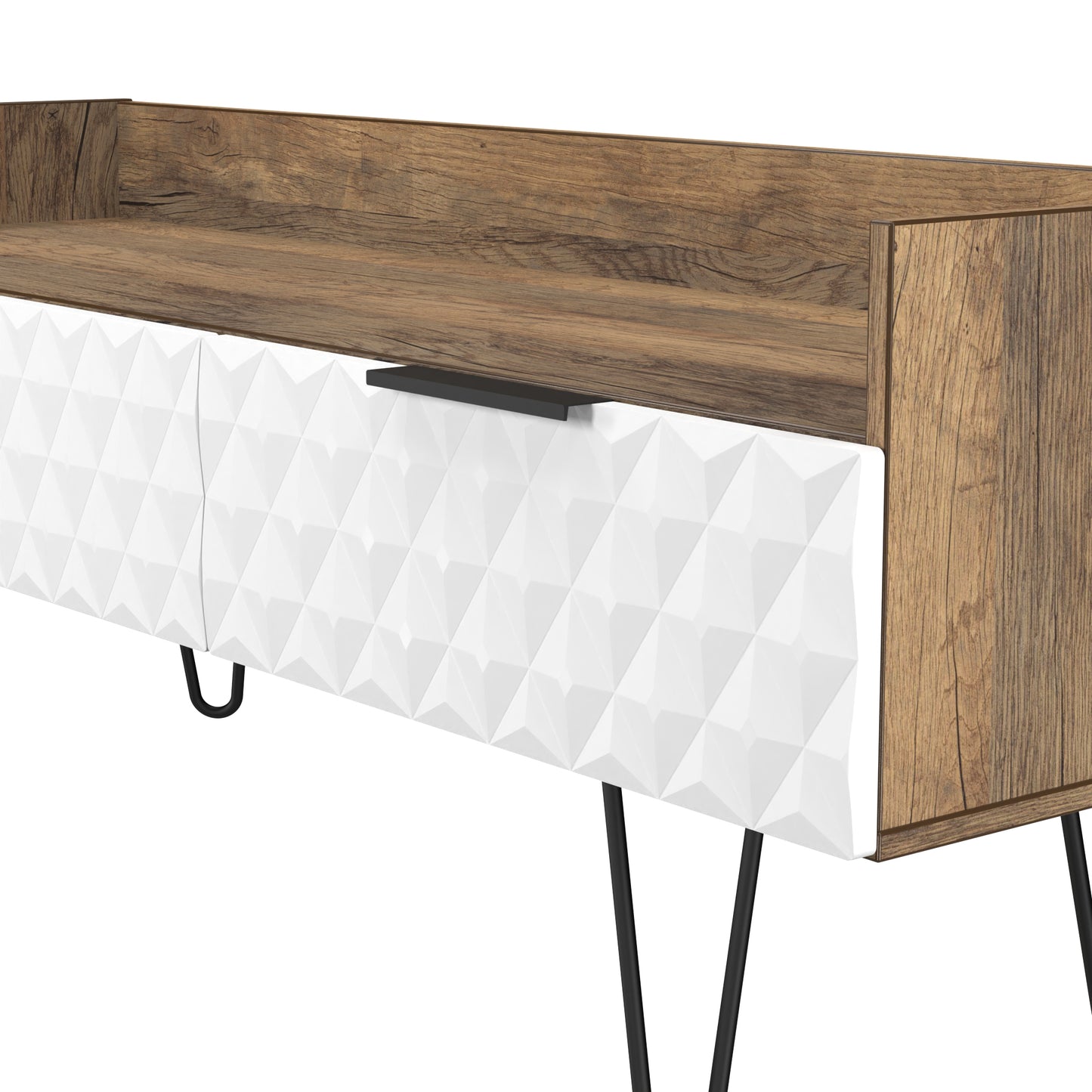 Harlequin TV Unit White & Oak 2 Drawers 128cm