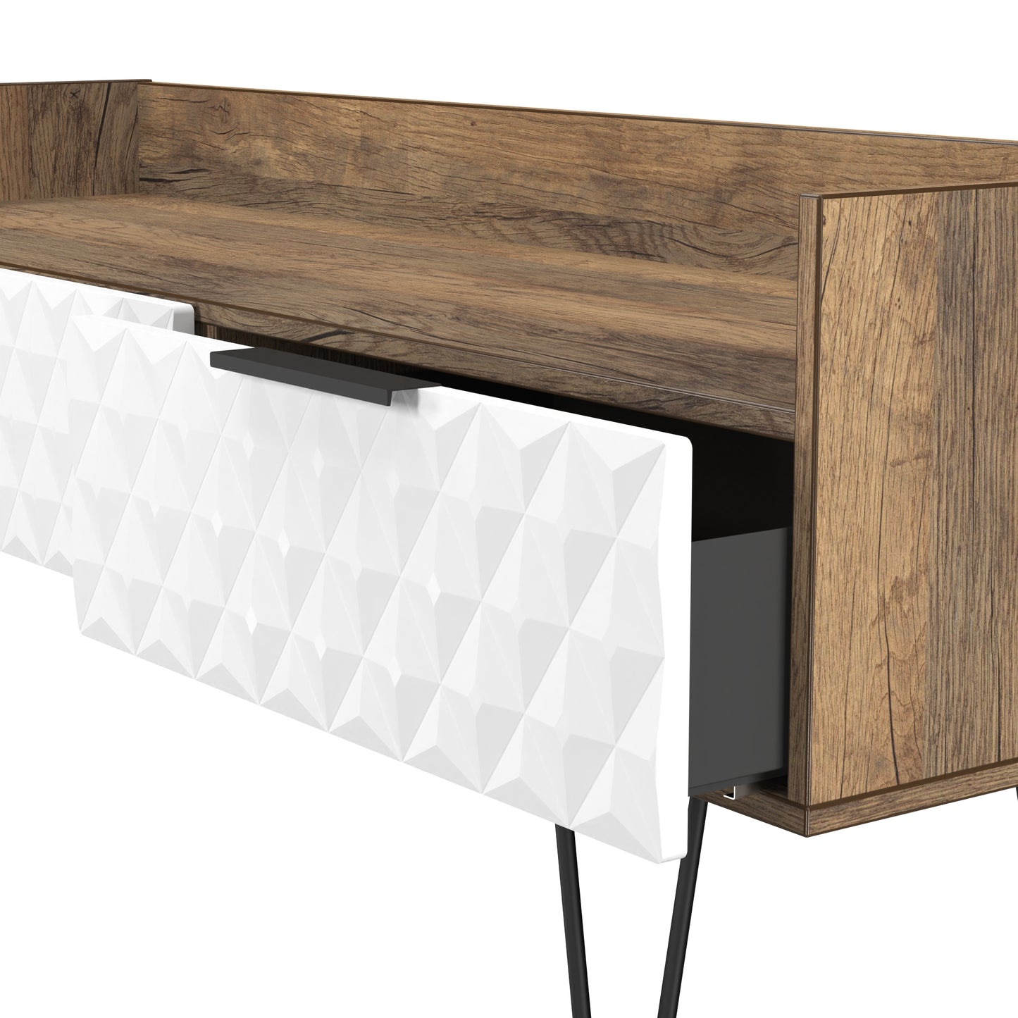 Harlequin TV Unit White & Oak 2 Drawers 128cm