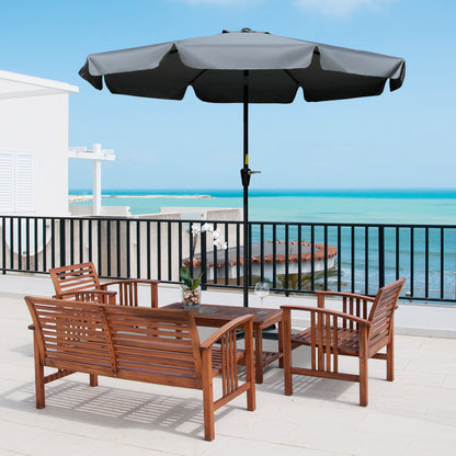 Outsunny 2.66M Patio Umbrella Garden Parasol Outdoor Sun Shade Table Umbrella With Ruffles 8 Sturdy Ribs Charcoal Grey