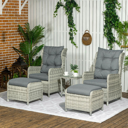 5-Pieces PE Rattan Sun Lounger Set