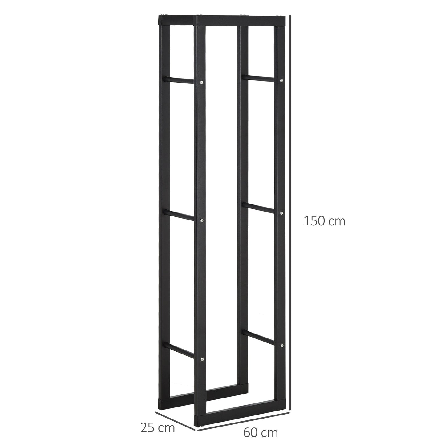 150x40cm Metal Firewood Log Holder Rack Double Tier w/ Balanced Base Side Rails