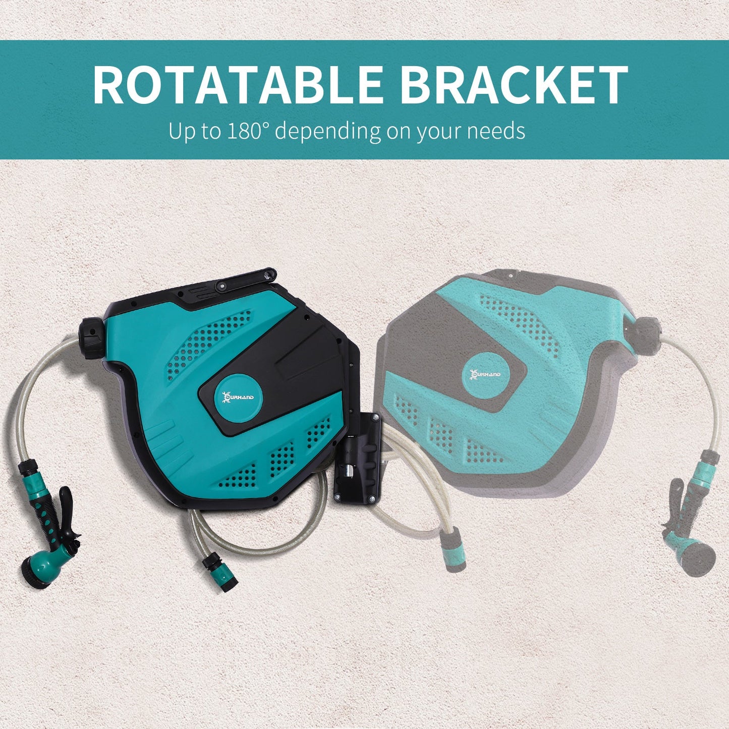 Retractable 15M Wall Mounted Hose Reel With Seven Spray Patterns by Durhand