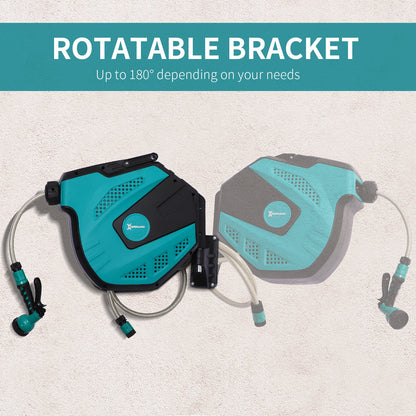 Retractable 15M Wall Mounted Hose Reel With Seven Spray Patterns by Durhand