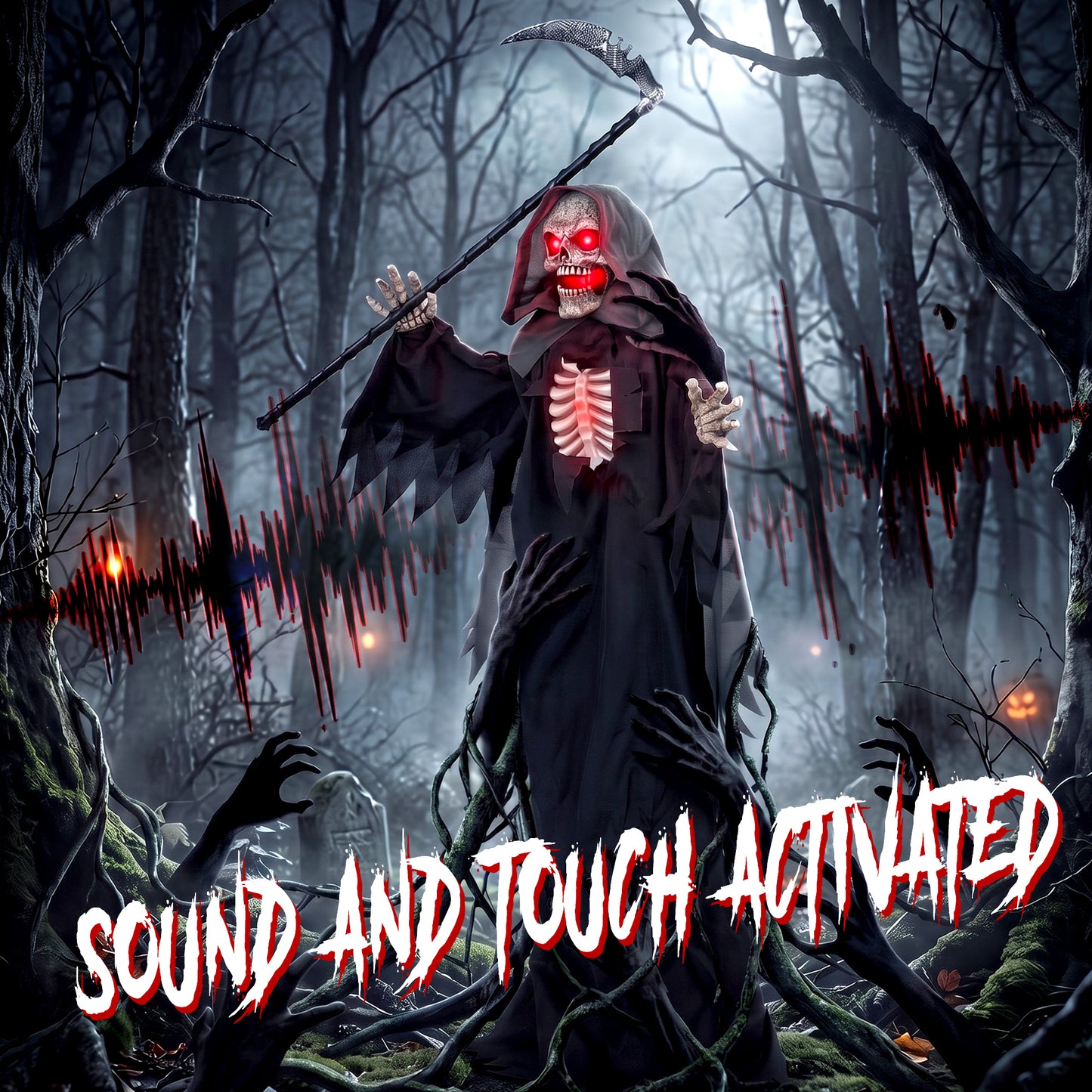 Animated Grim Reaper Halloween Decoration - 170cm