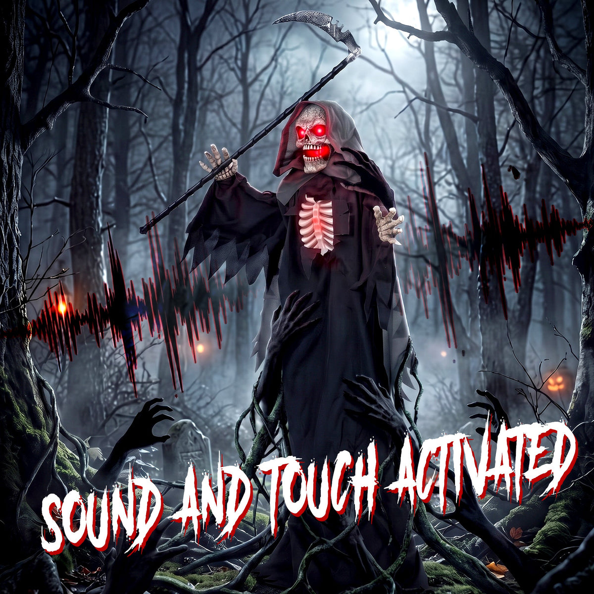 Animated Grim Reaper Halloween Decoration - 170cm