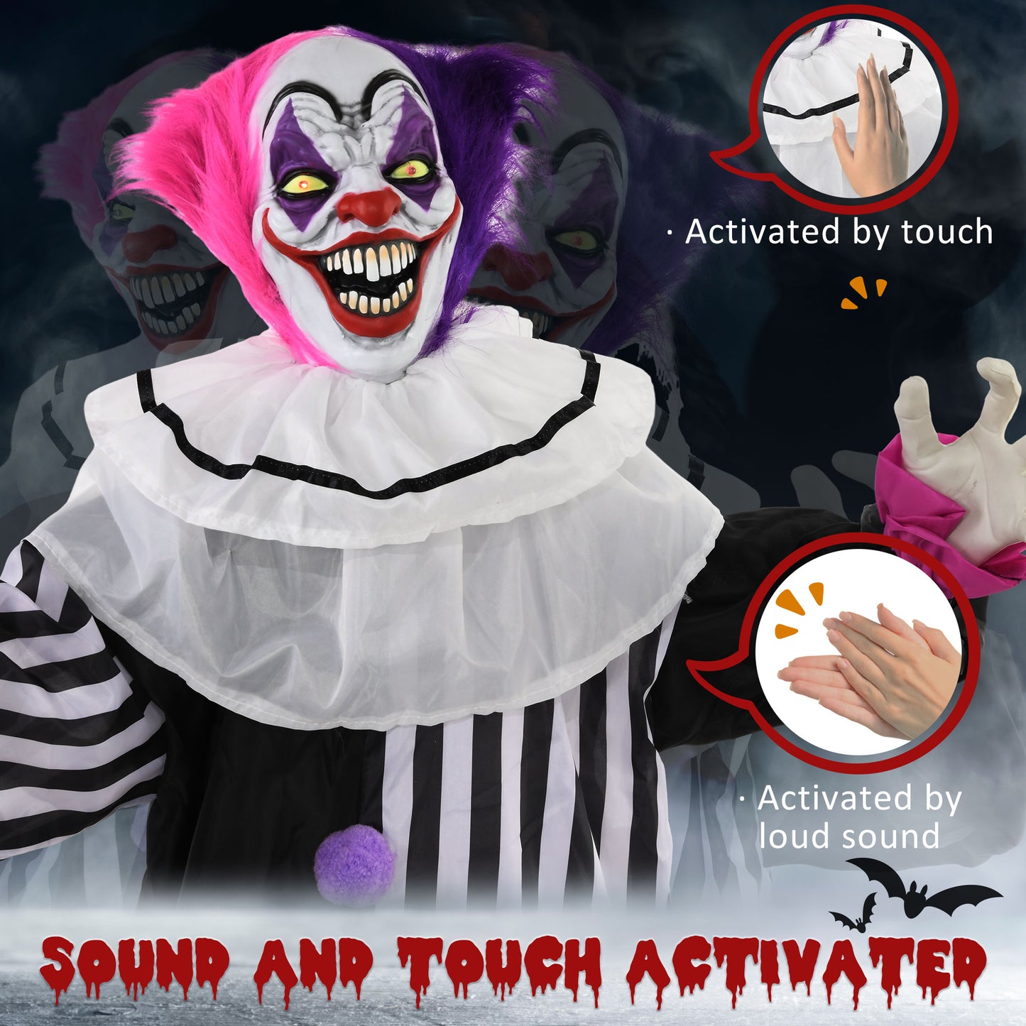 Animated Clown Halloween Decoration - 173cm