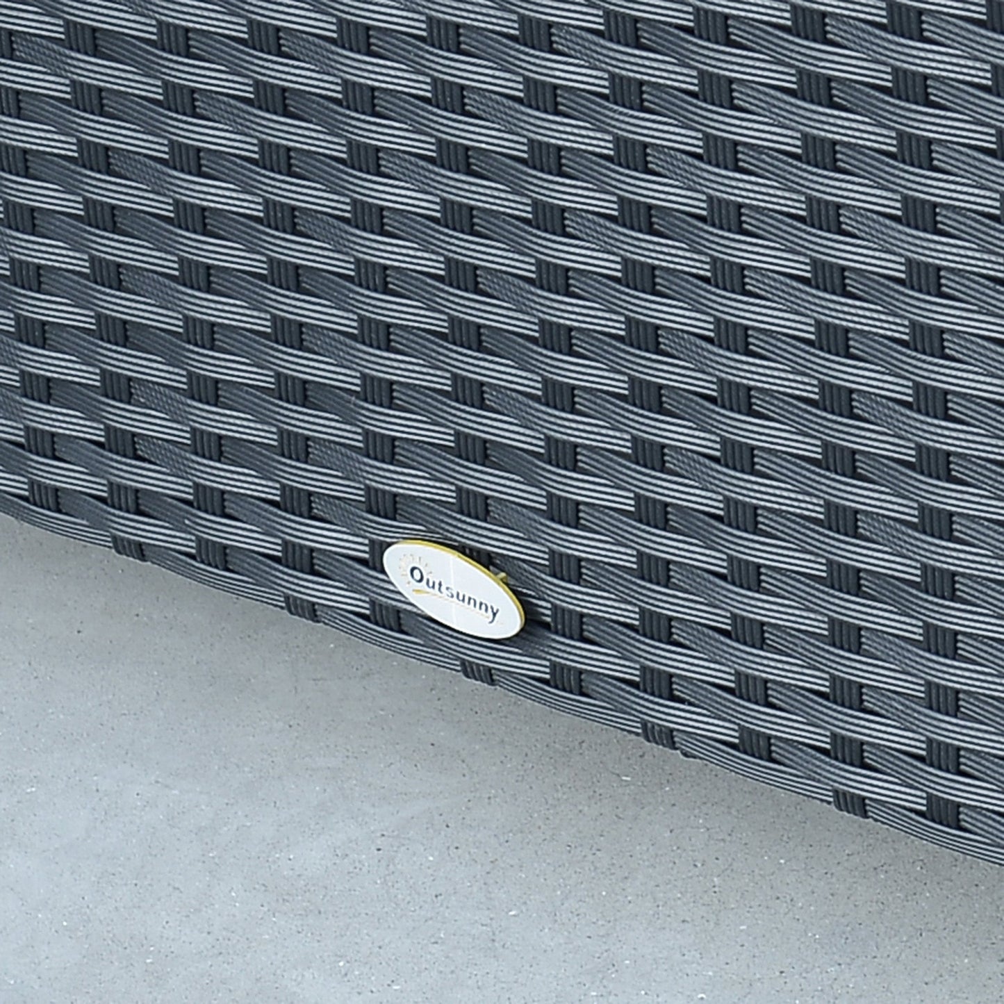 Rattan Garden Furniture Coffee Table Patio Iron Frame Tempered Glass Black