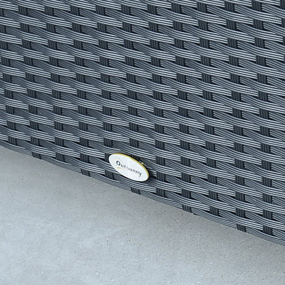 Rattan Garden Furniture Coffee Table Patio Iron Frame Tempered Glass Black