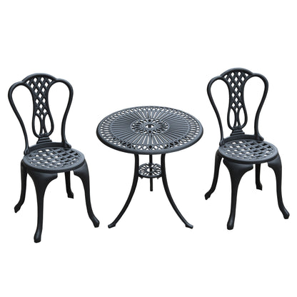3-Piece Patio Cast Aluminium Bistro Set Garden Outdoor Furniture Table and Chairs Shabby Chic Style Primary Image