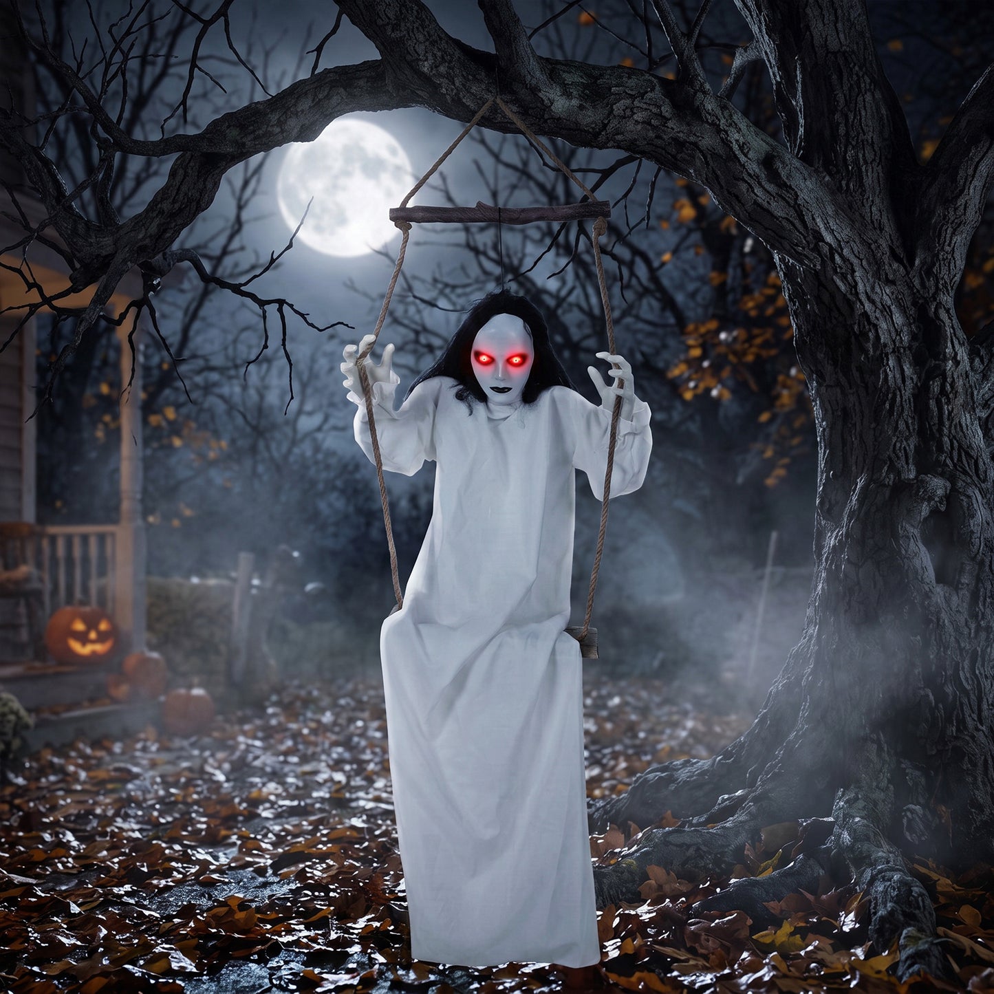 Animated Swinging Ghost Halloween Decoration - 170cm