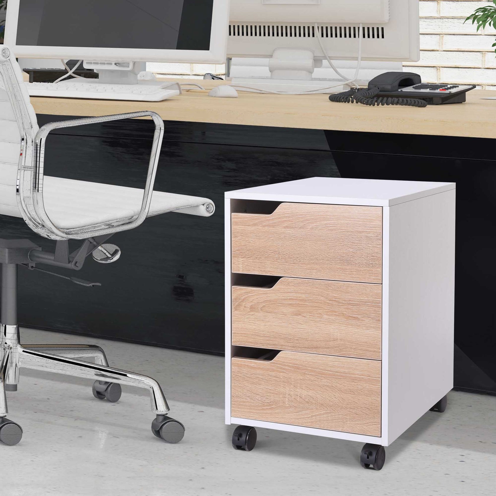 Medium Density Fibreboard Mobile File Cabinet W 3 Drawers Locking Photo Inspiration
