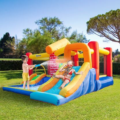 4 in 1 Kids Bouncy Castle Extra Large Double Slides & Trampoline Design Inflatable House Pool Climbing Wall with Blower Carrybag for Kids Age 3-8 Primary Image