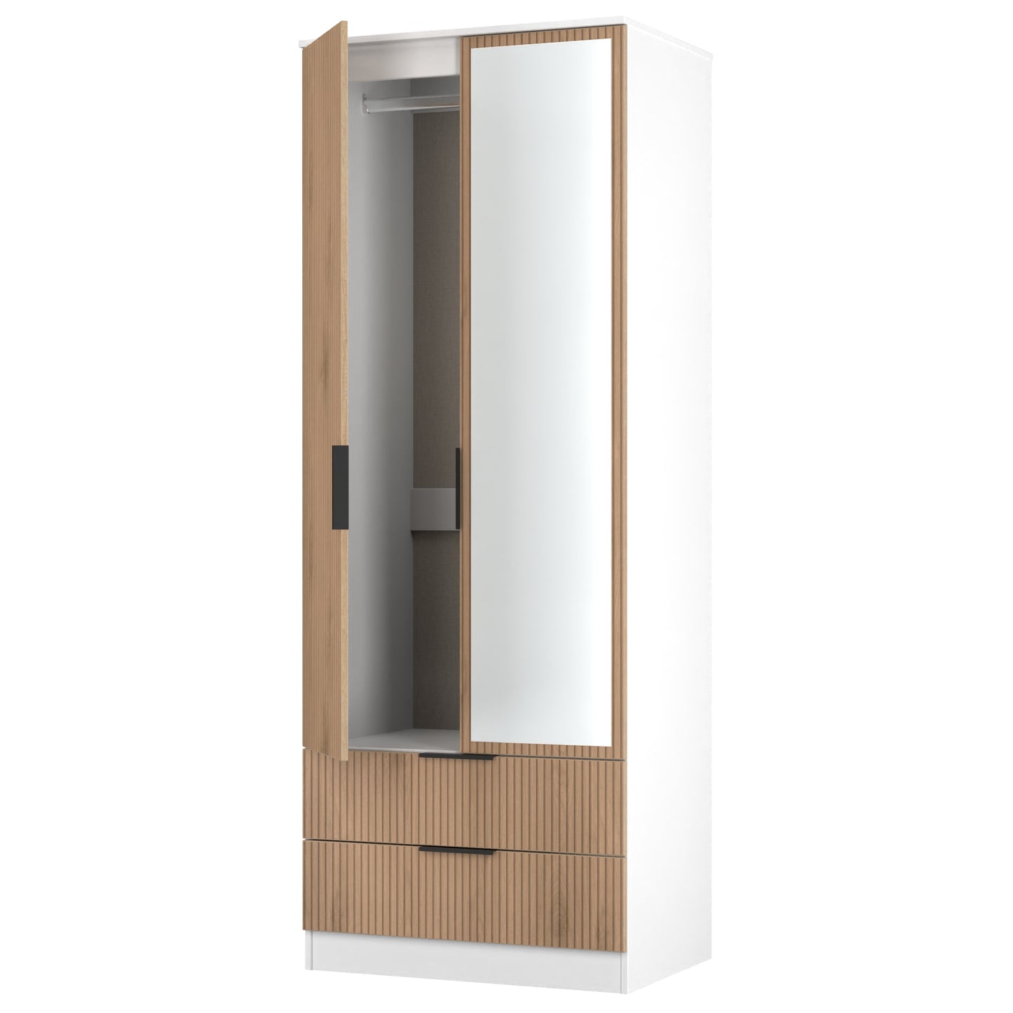 Java Tall Mirror Wardrobe Not Applicable 2 Doors 2 Drawers 196cm