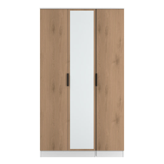 Java Tall Mirror Wardrobe Not Applicable 3 Doors 1 Shelf 196cm