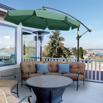 2.7M Garden Banana Parasol Cantilever Umbrella With Crank Handle And Cross Base For Outdoor