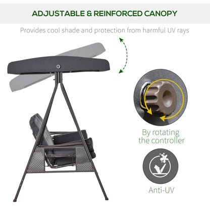 Outsunny 3 Seater Garden Swing Chair Outdoor Hammock Bench w/ Adjustable Canopy