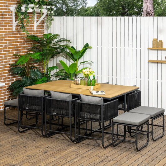 Patio 11-Piece PE Rattan Dining Set