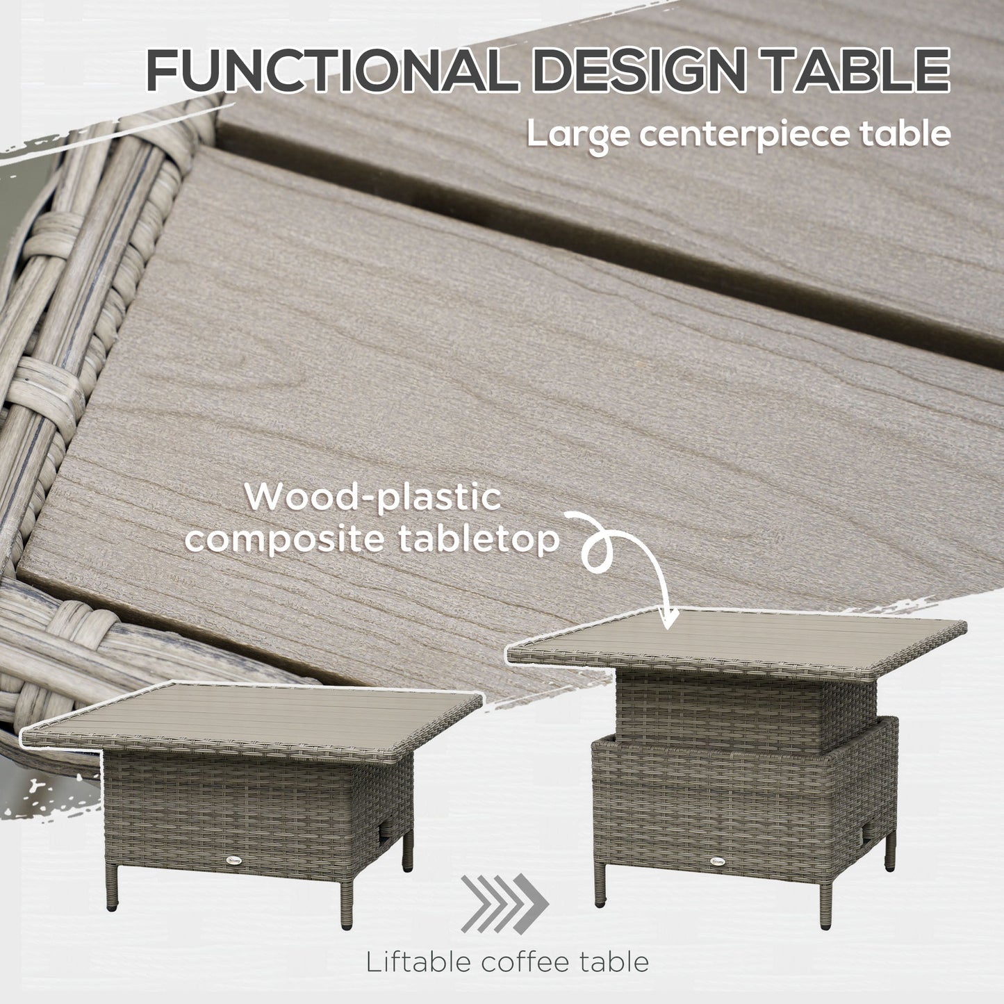 Outsunny Six-Piece Rattan Sofa Set