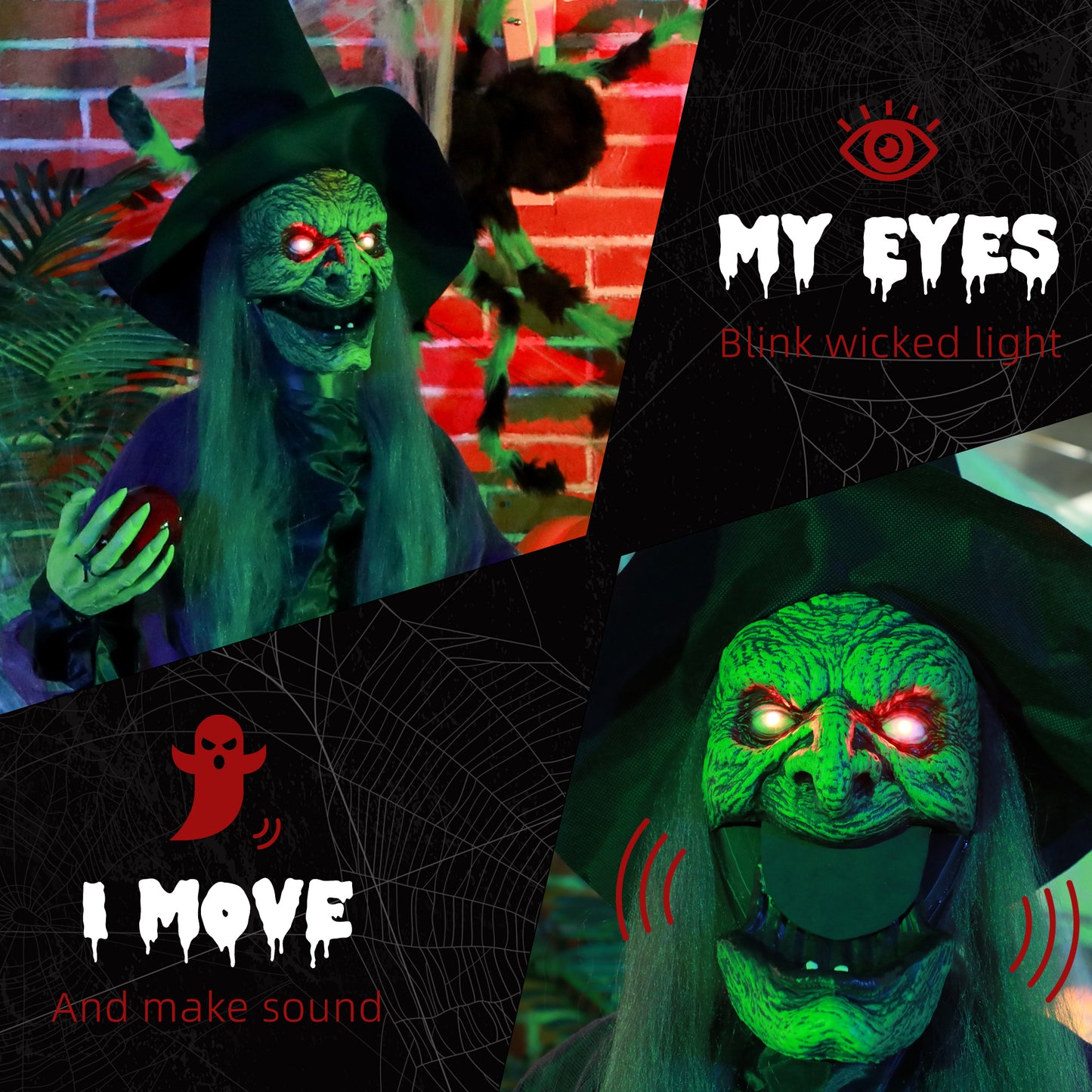 Animated Witch Halloween Decoration - 180cm