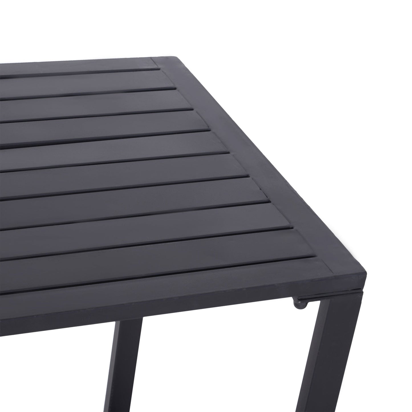 Outdoor 3-Piece Metal Picnic Table and 2 Benches Set Dining Trestle Beer Table Patio Garden Furniture Black