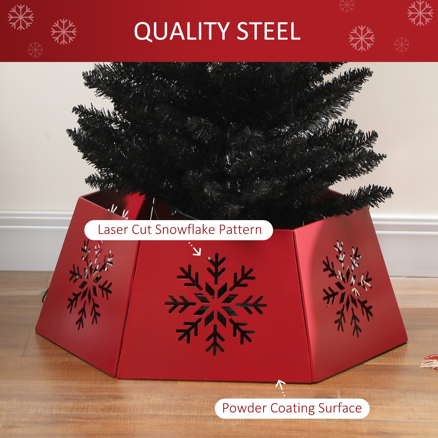 Christmas Tree Skirt Metal Red   Tips