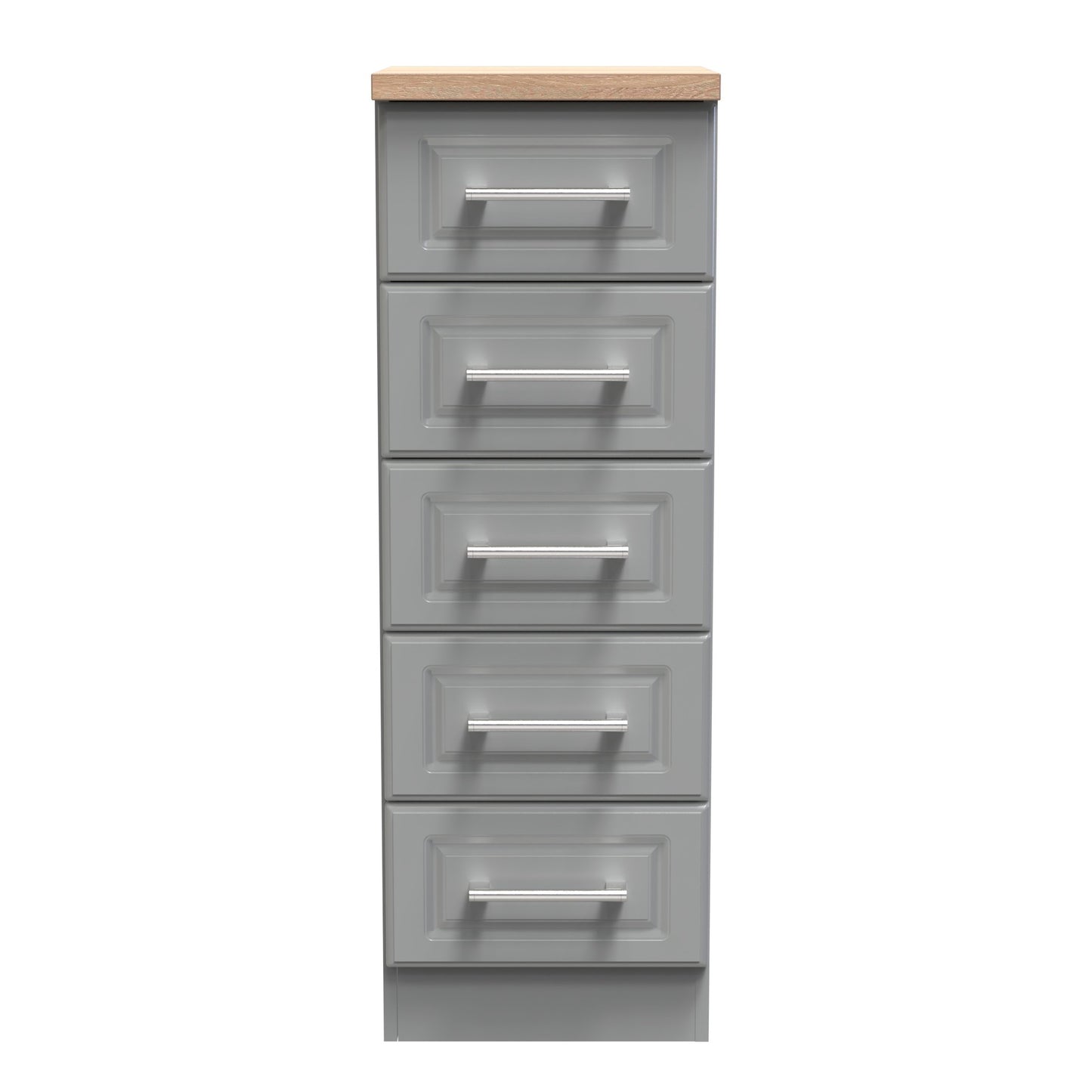 Kent Tall Tallboy Grey & Oak 5 Drawers 108cm