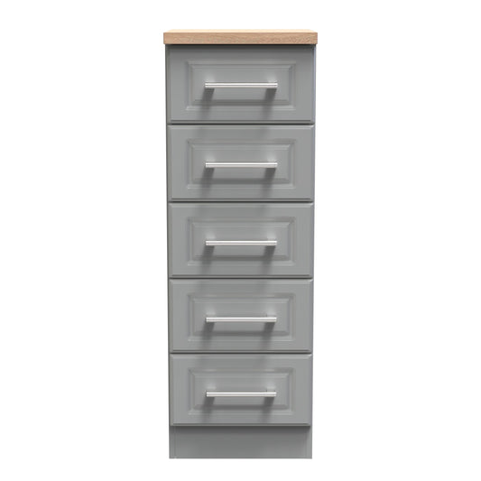 Kent Tall Tallboy Grey & Oak 5 Drawers 108cm