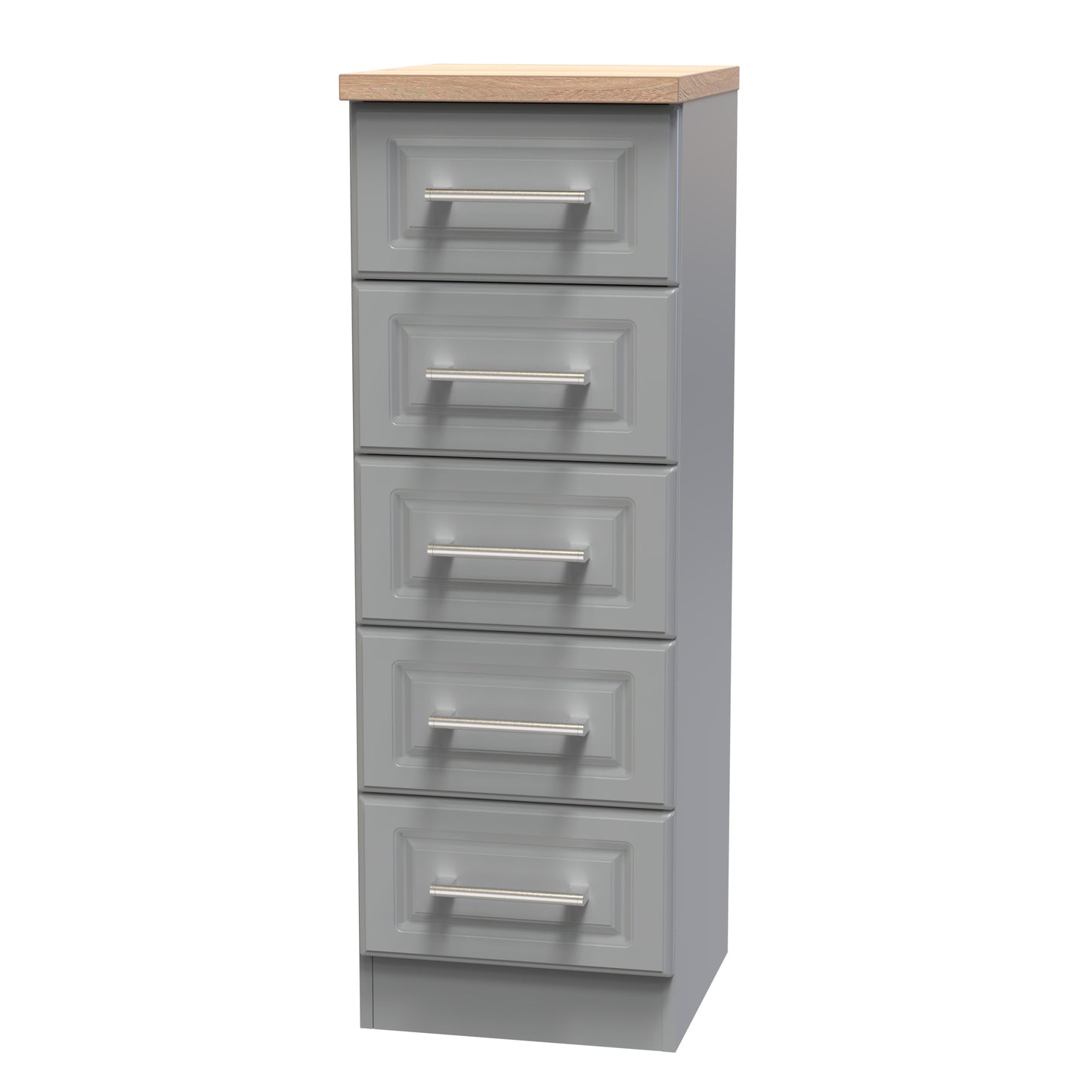 Kent Tall Tallboy Grey & Oak 5 Drawers 108cm