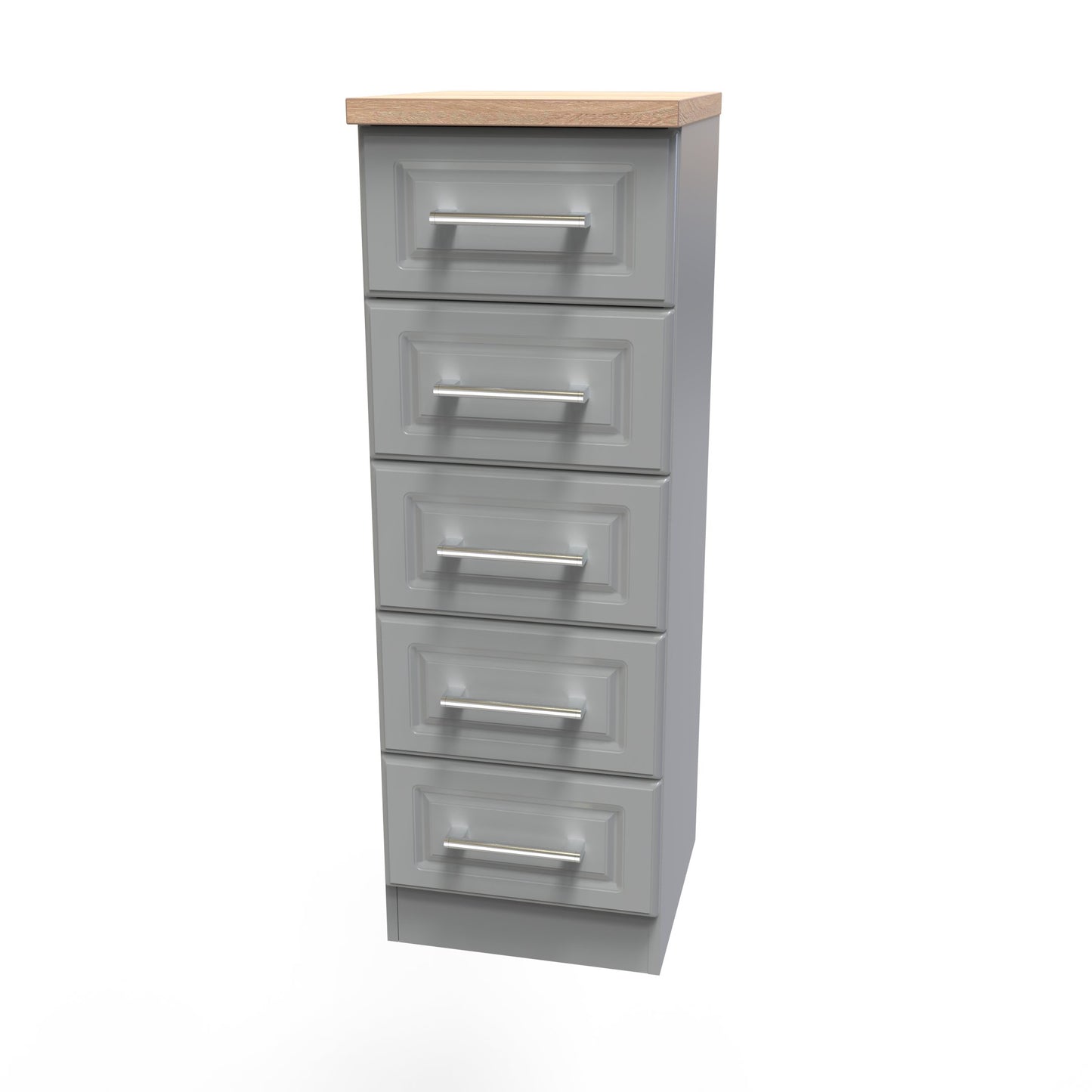 Kent Tall Tallboy Grey & Oak 5 Drawers 108cm