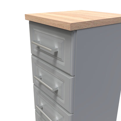 Kent Tall Tallboy Grey & Oak 5 Drawers 108cm