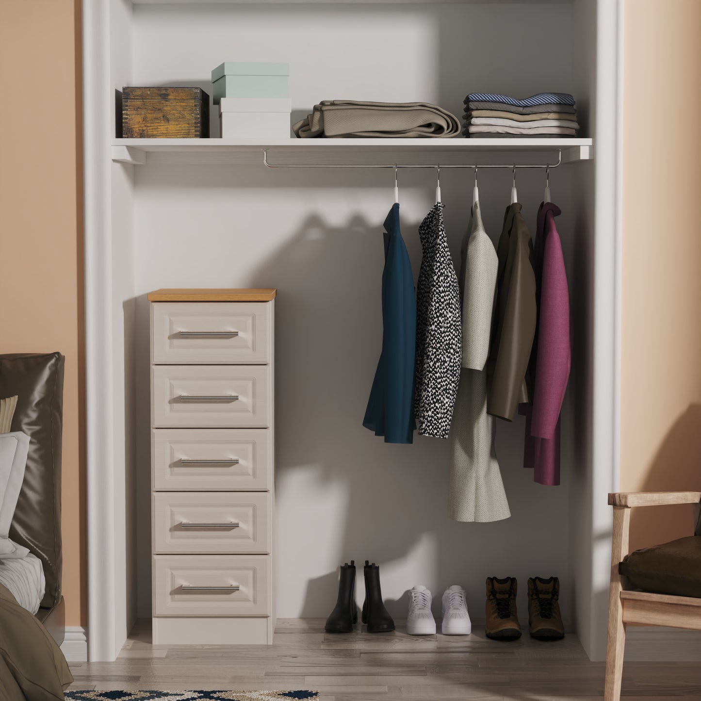 Kent Tall Tallboy Off-White 5 Drawers 108cm