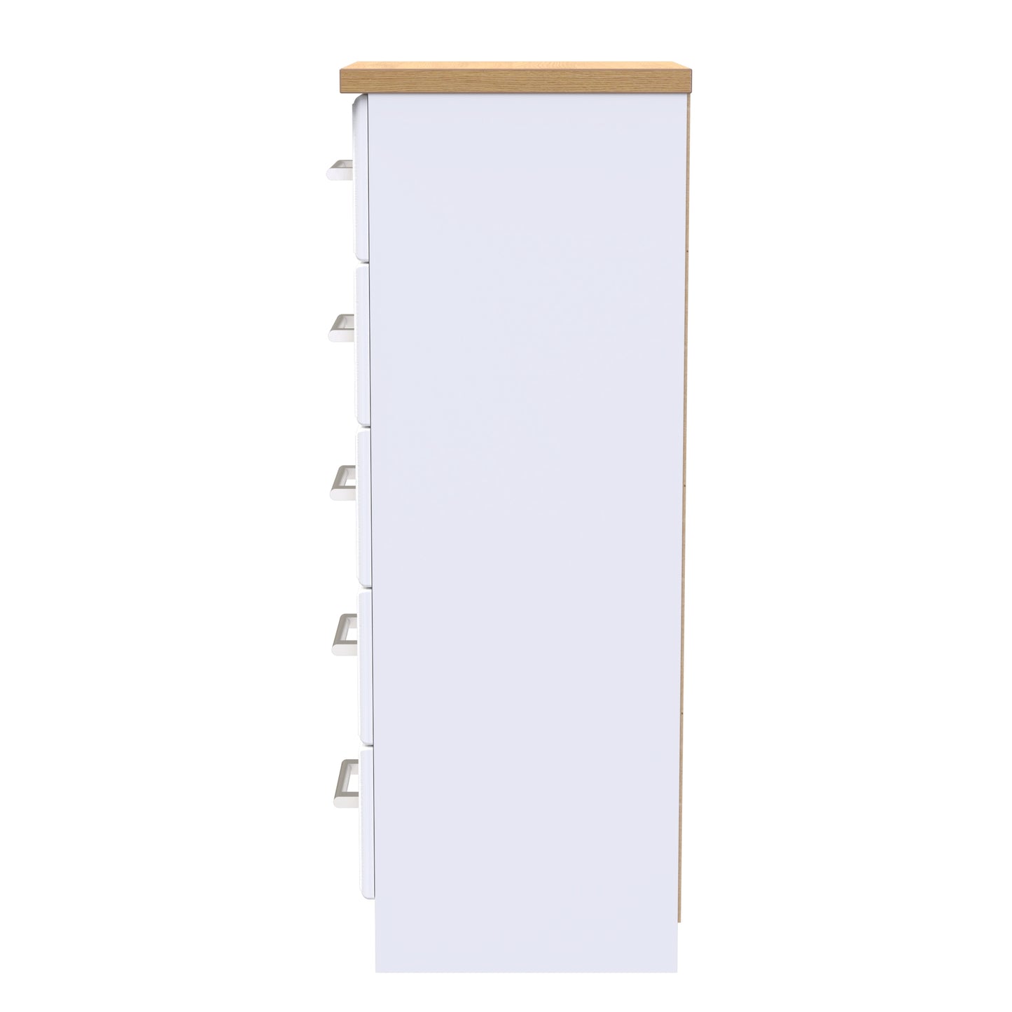 Kent Tall Tallboy White & Oak 5 Drawers 108cm