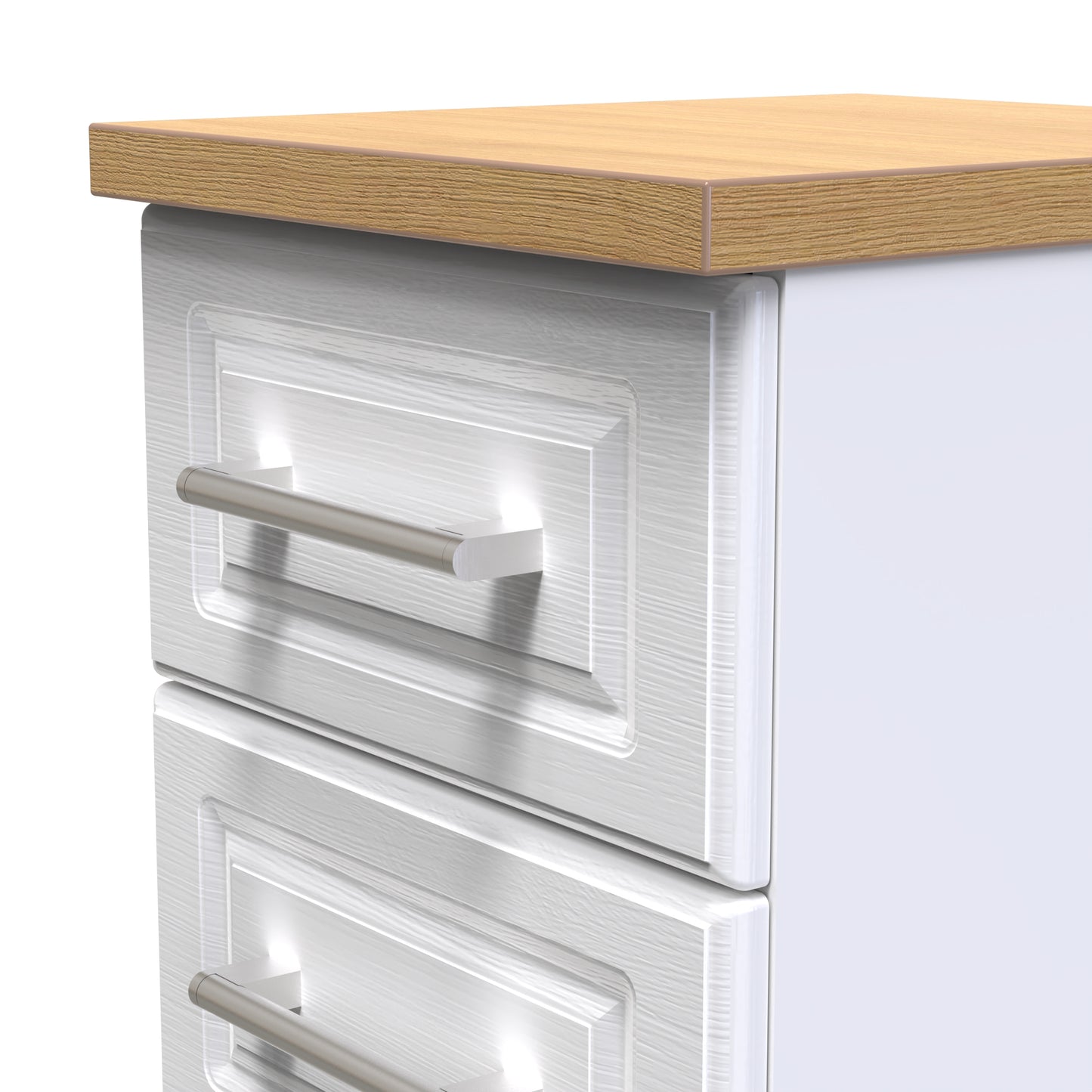 Kent Tall Tallboy White & Oak 5 Drawers 108cm