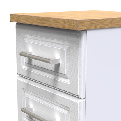 Kent Tall Tallboy White & Oak 5 Drawers 108cm