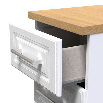 Kent Tall Tallboy White & Oak 5 Drawers 108cm