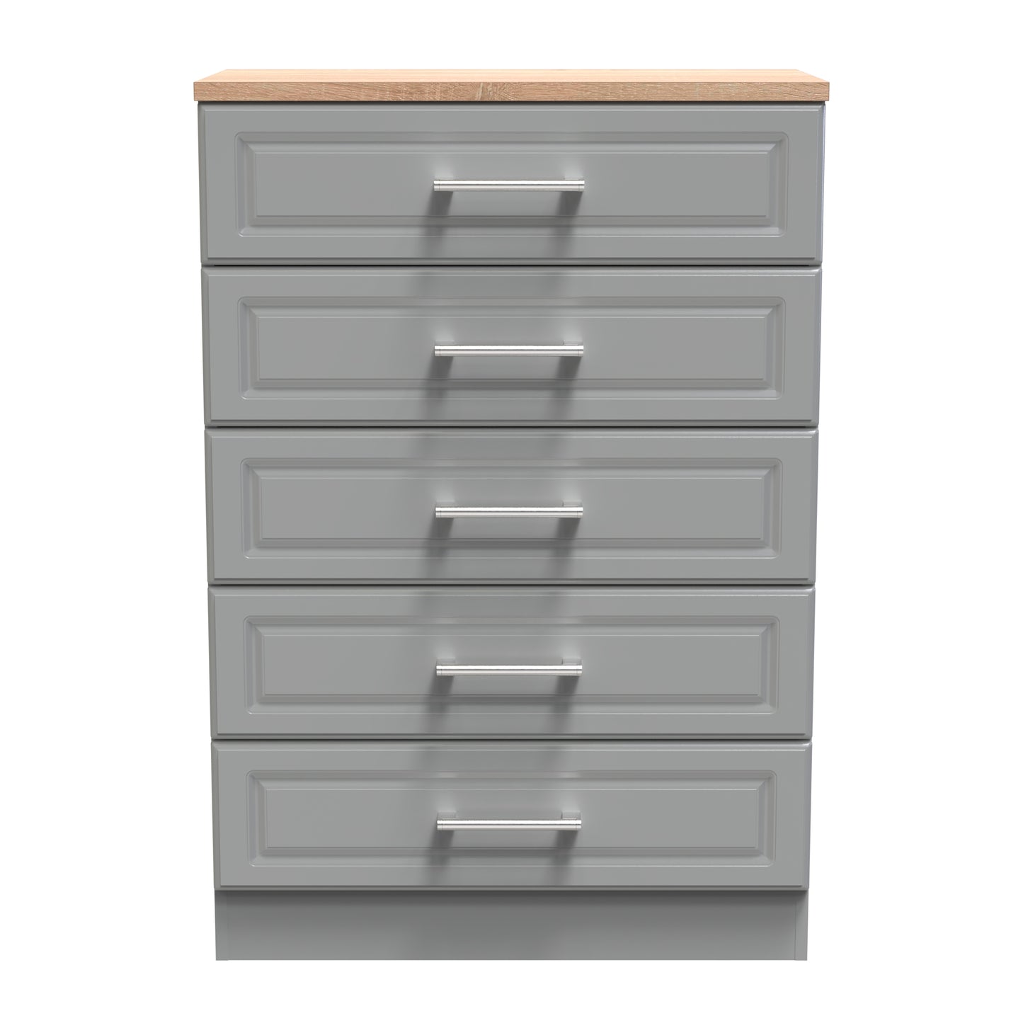 Kent Tall Chest of Drawers Grey & Oak 5 Drawers 108cm