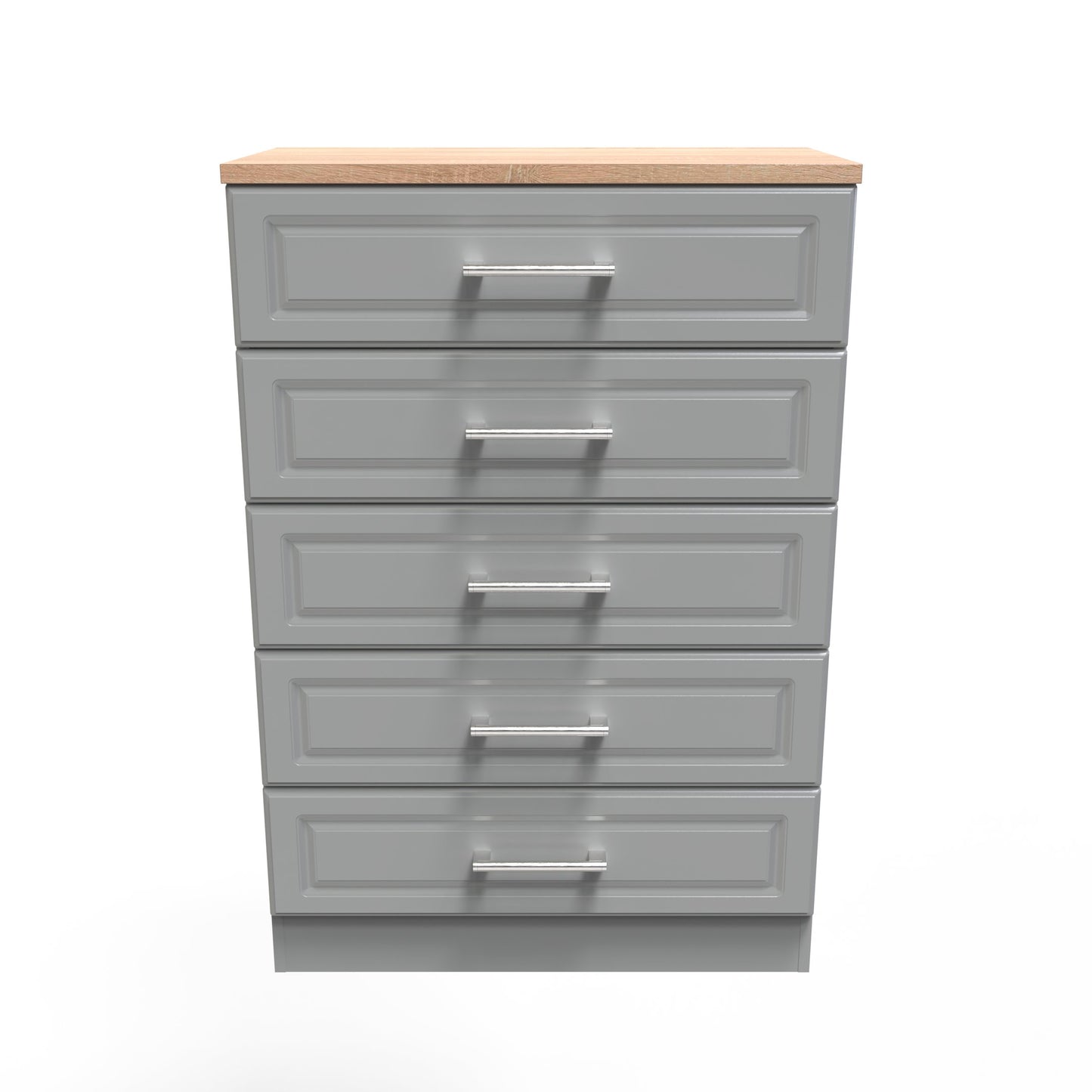Kent Tall Chest of Drawers Grey & Oak 5 Drawers 108cm