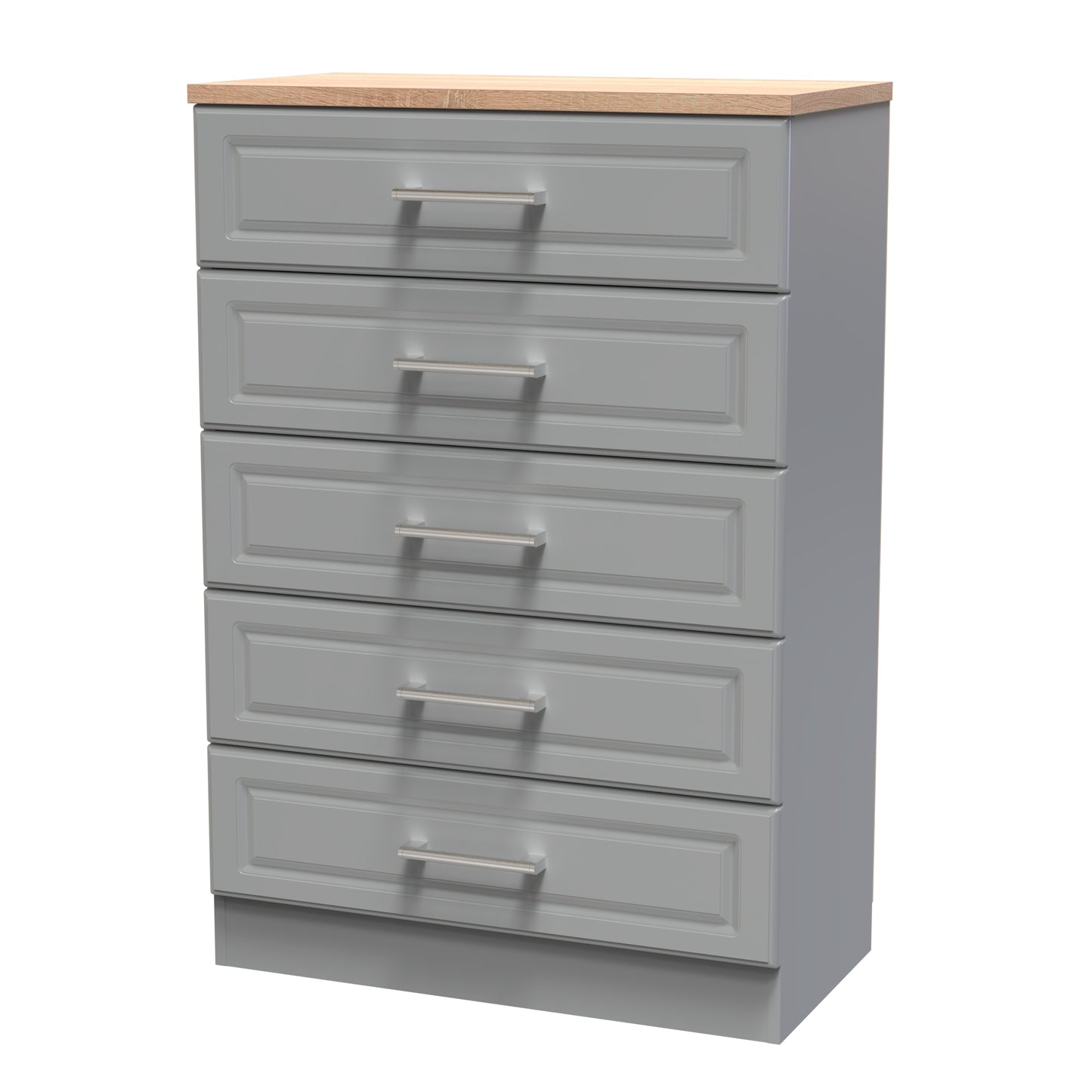 Kent Tall Chest of Drawers Grey & Oak 5 Drawers 108cm
