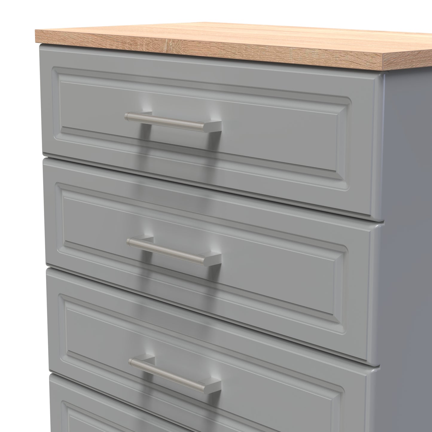 Kent Tall Chest of Drawers Grey & Oak 5 Drawers 108cm