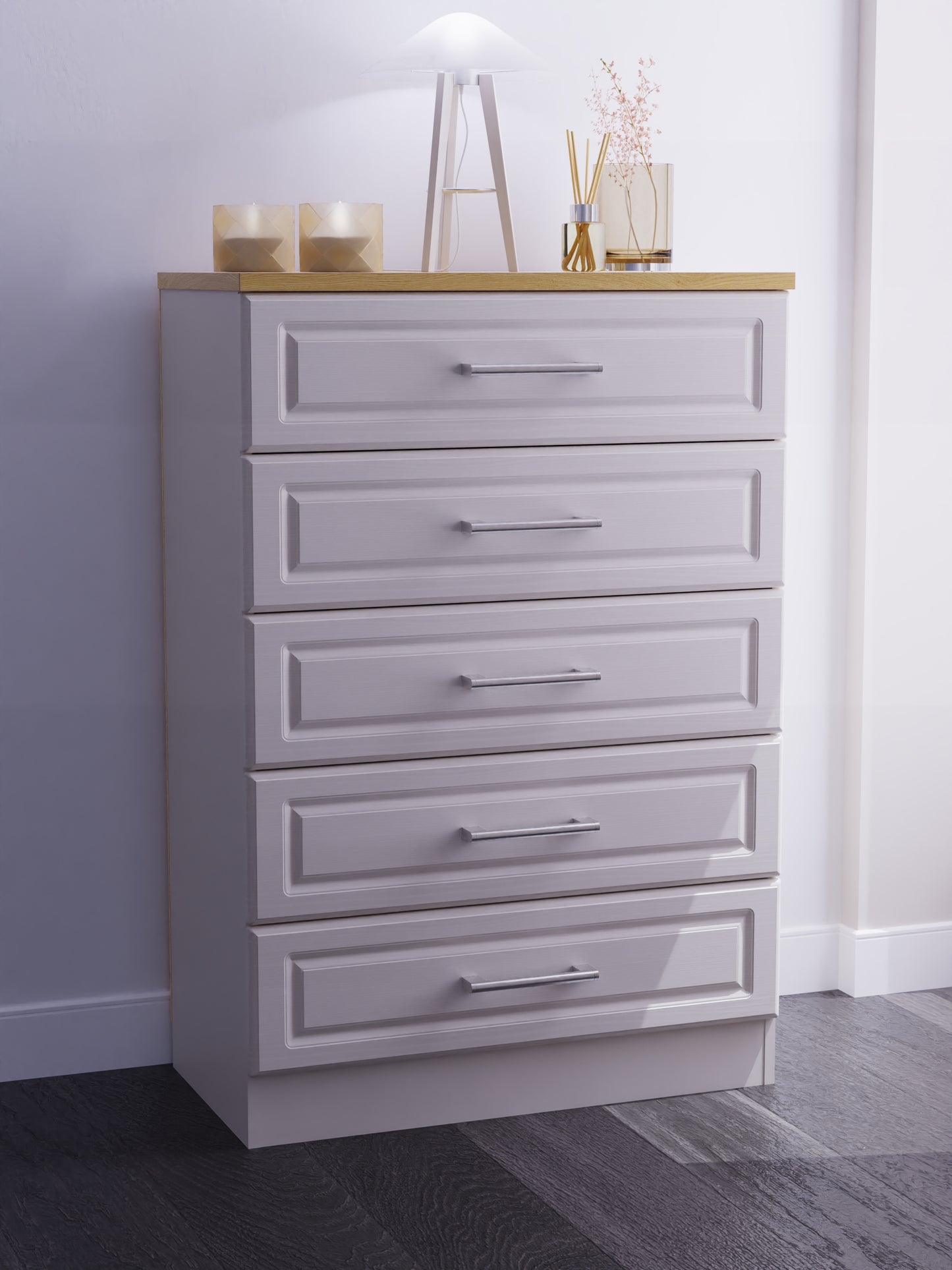 Kent Tall Chest of Drawers Off-White 5 Drawers 108cm