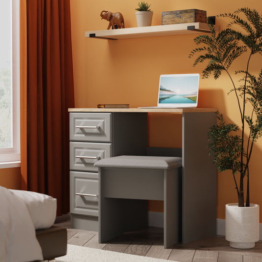 Kent Desk Grey & Oak 3 Drawers 90cm