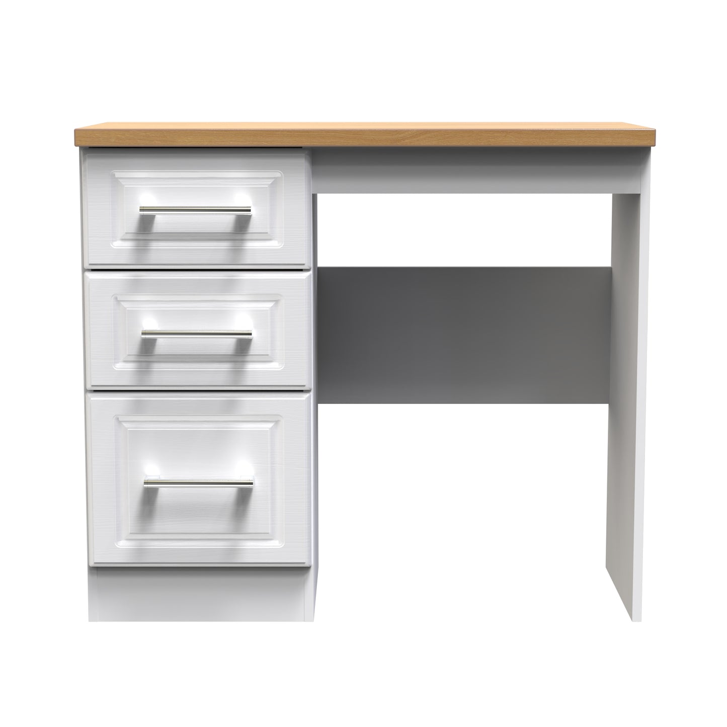 Kent Desk White & Oak 3 Drawers 90cm