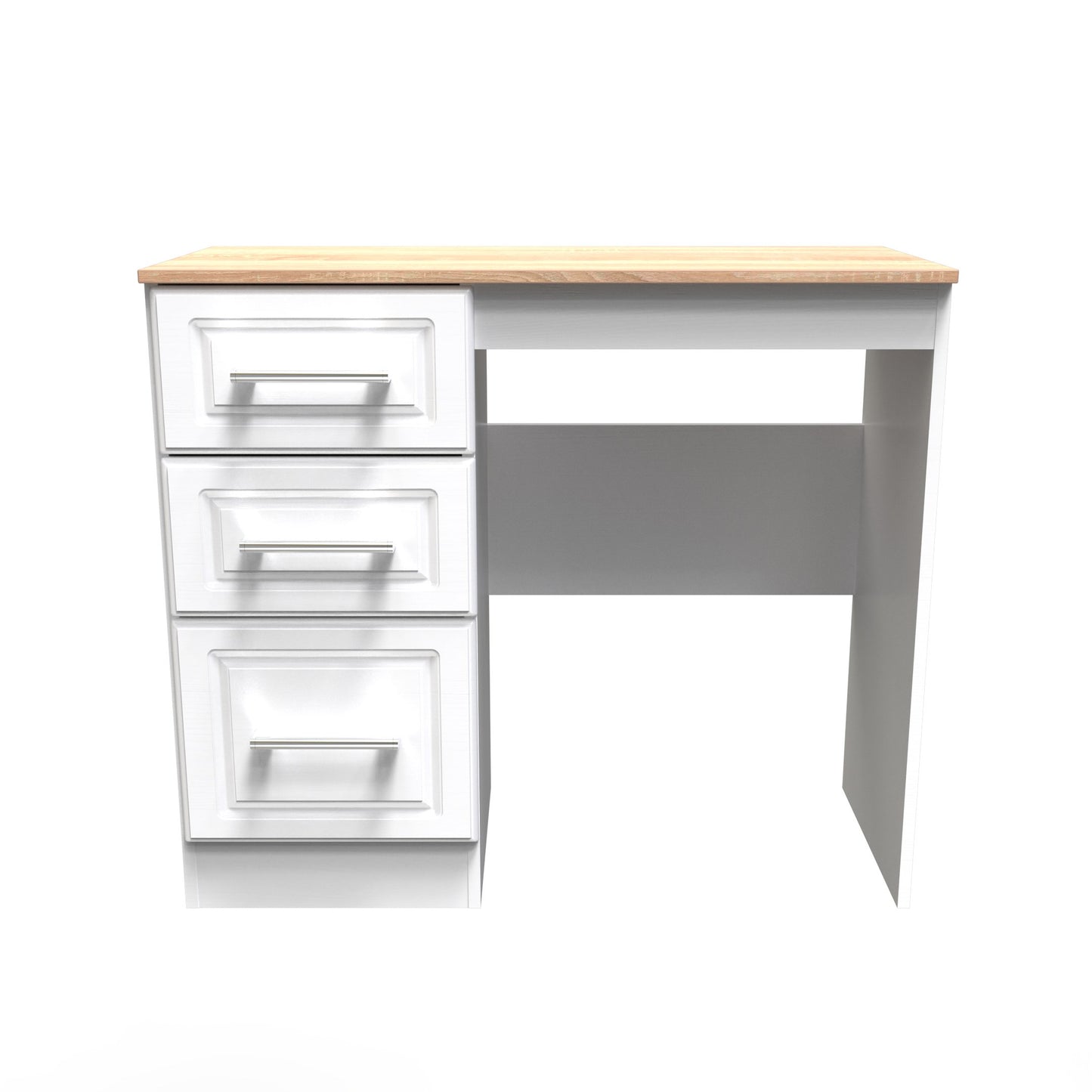 Kent Desk White & Oak 3 Drawers 90cm