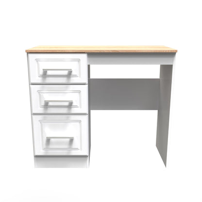 Kent Desk White & Oak 3 Drawers 90cm