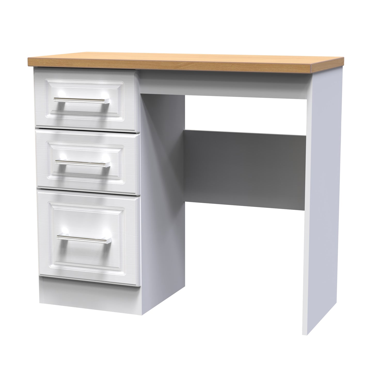 Kent Desk White & Oak 3 Drawers 90cm