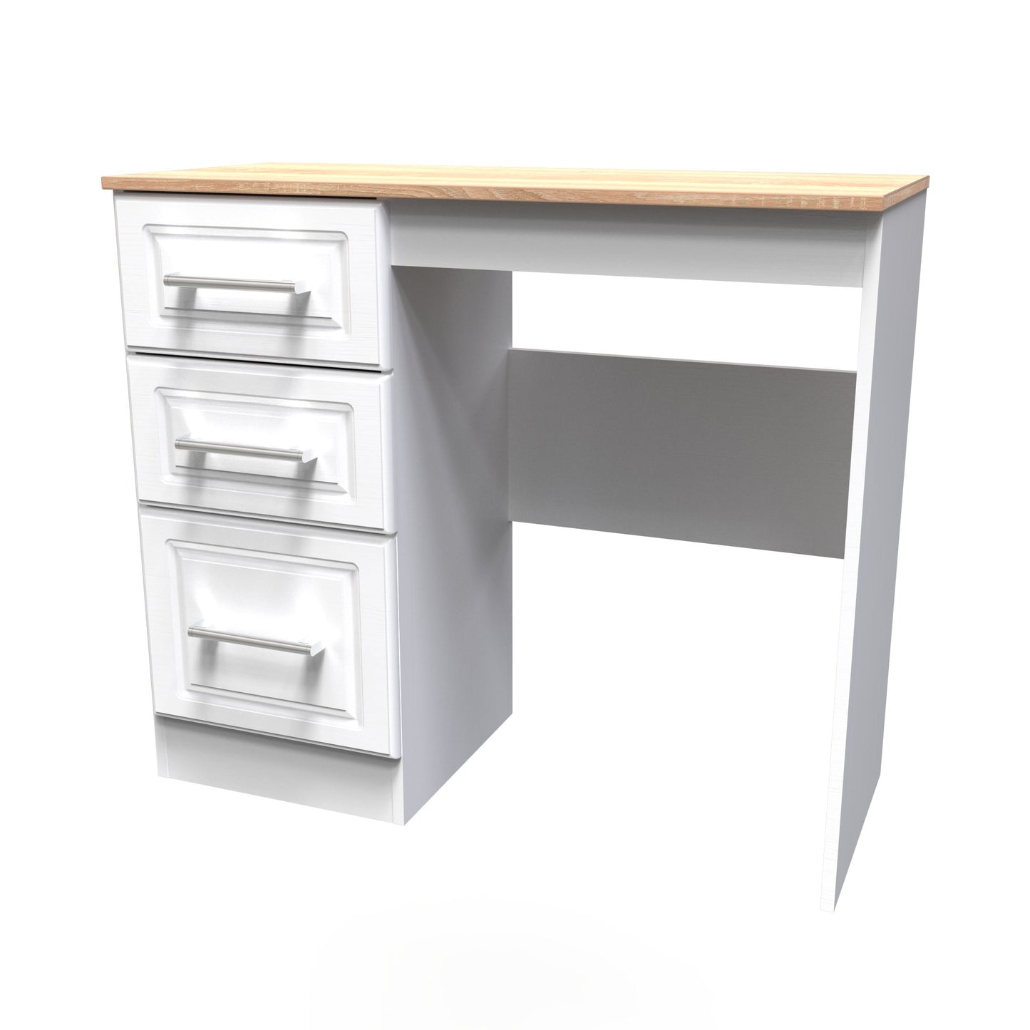 Kent Desk White & Oak 3 Drawers 90cm